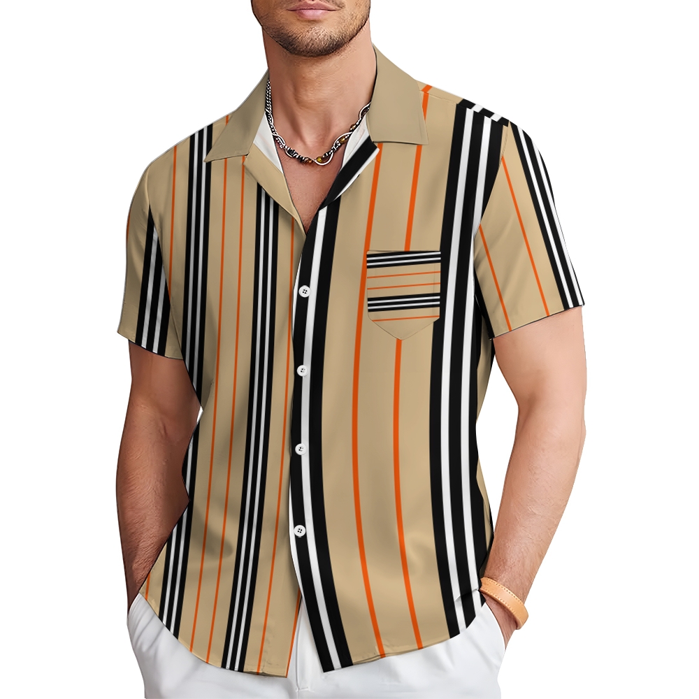 Camisa Mens estampado casual de manga corta 2504000403