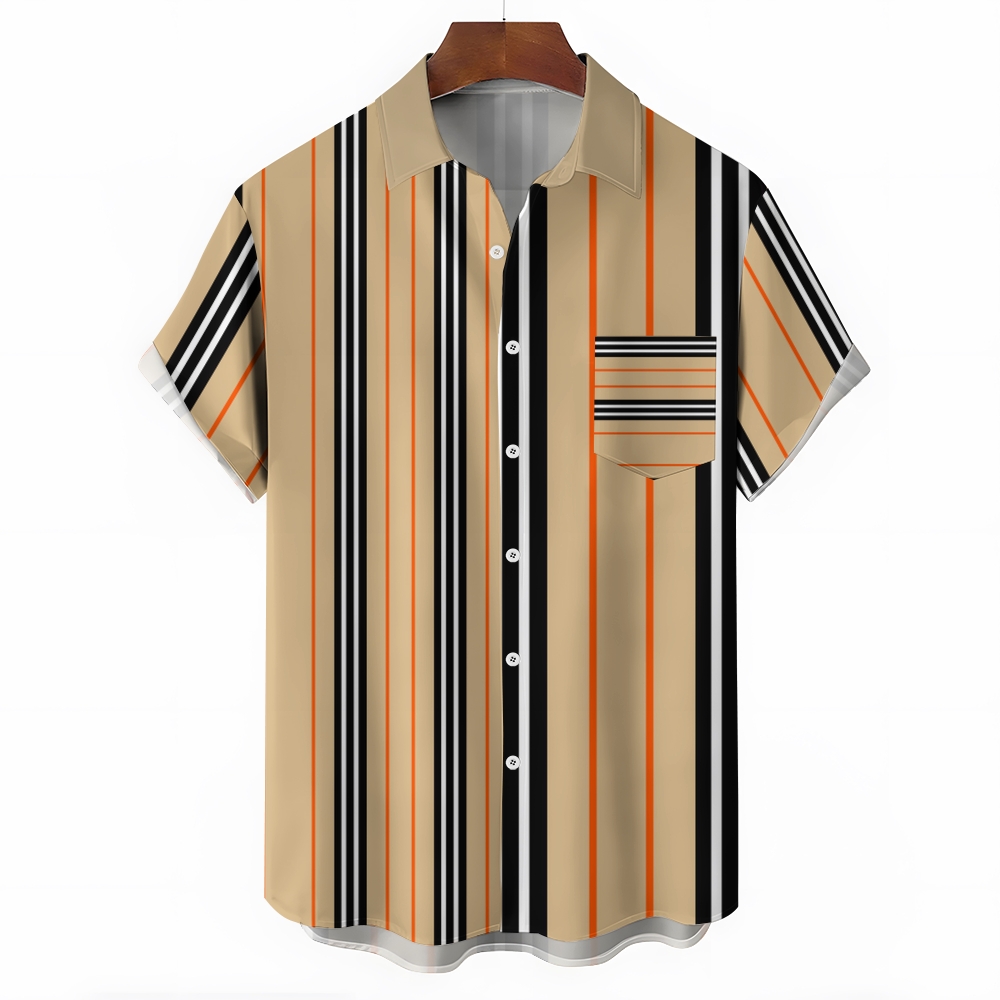 Camisa Mens estampado casual de manga corta 2504000403