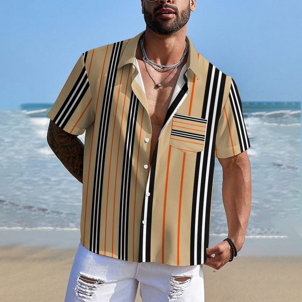 Camisa Mens estampado casual de manga corta 2504000403