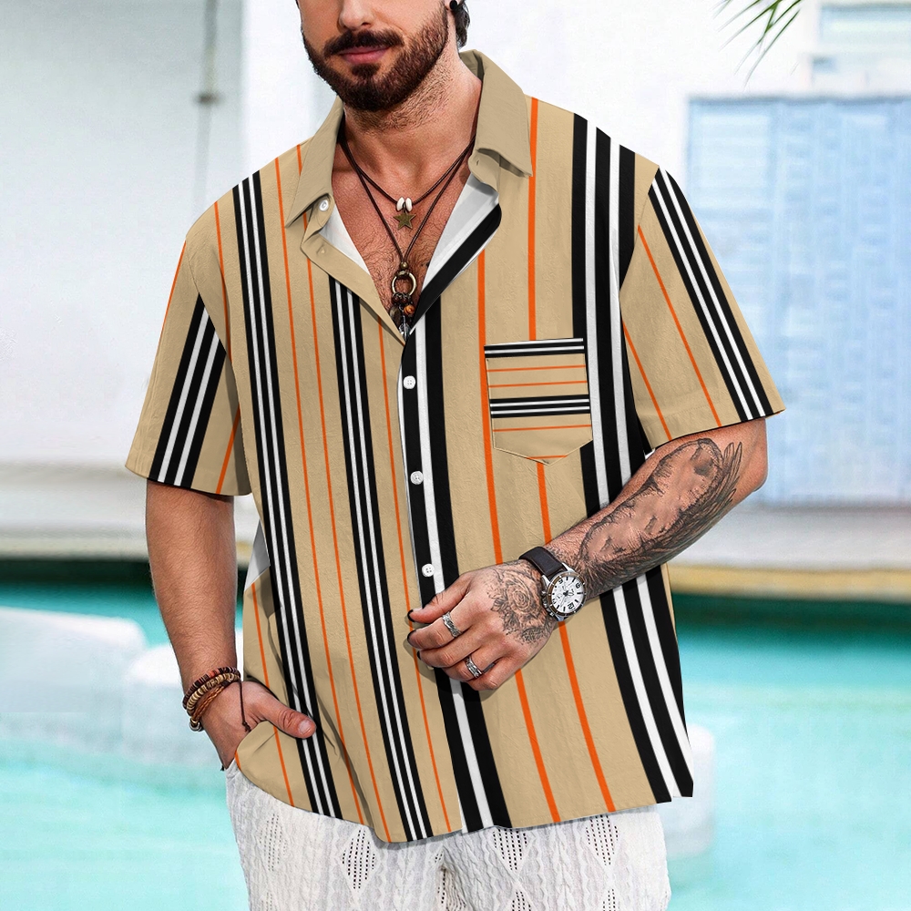 Camisa Mens estampado casual de manga corta 2504000403