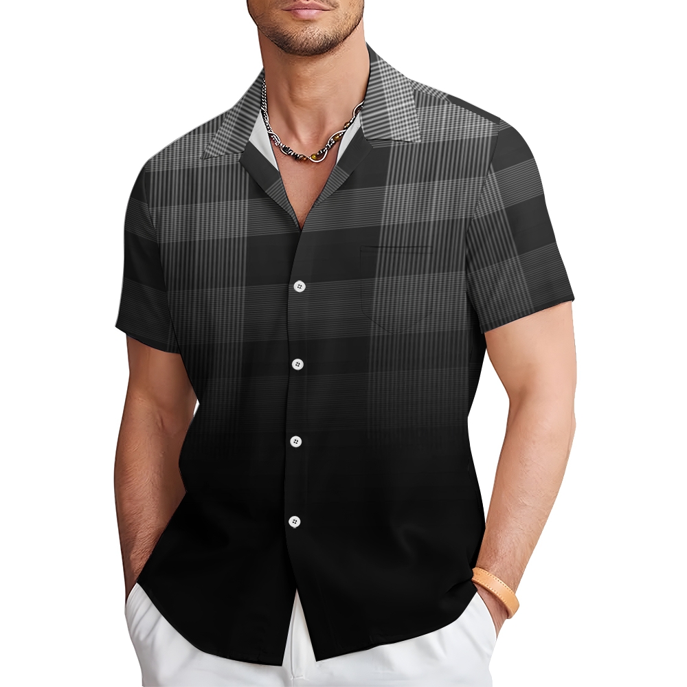 Camisa Mens estampado casual de manga corta 2504000404