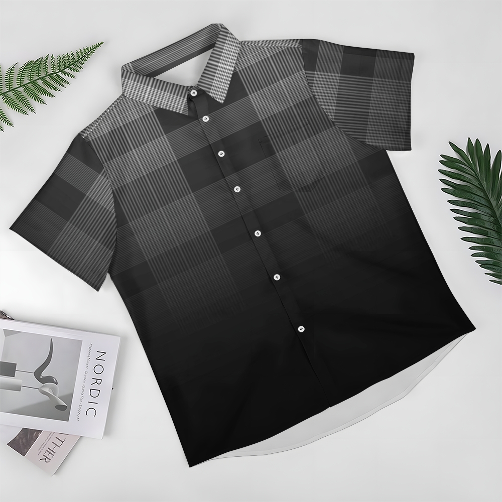 Camisa Mens estampado casual de manga corta 2504000404
