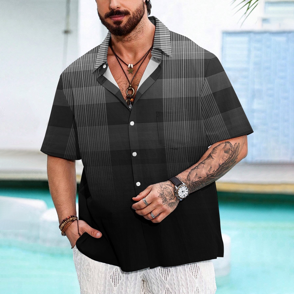 Camisa Mens estampado casual de manga corta 2504000404