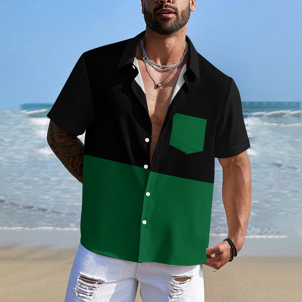 Camisa Mens estampado casual de manga corta 2504000405