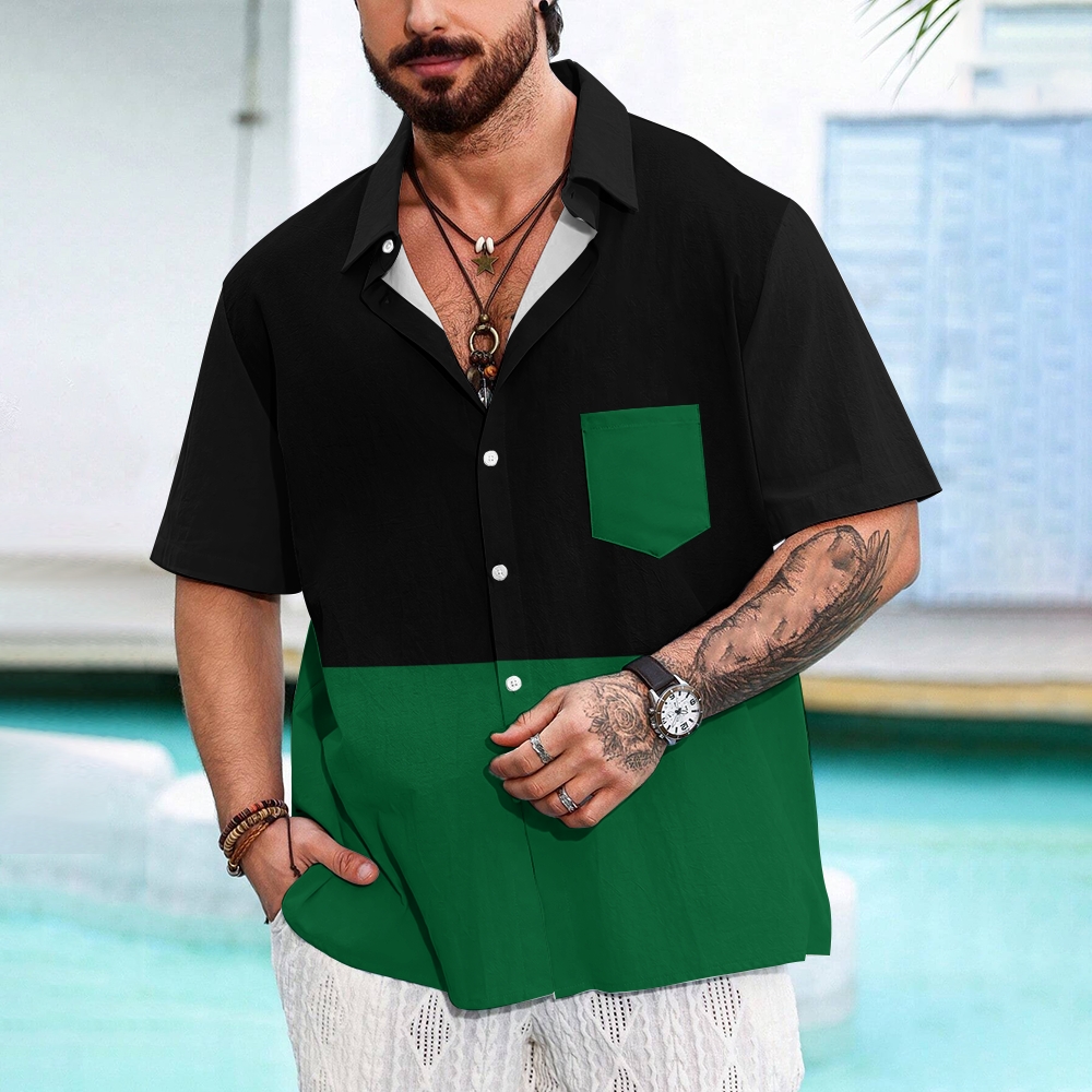 Camisa Mens estampado casual de manga corta 2504000405