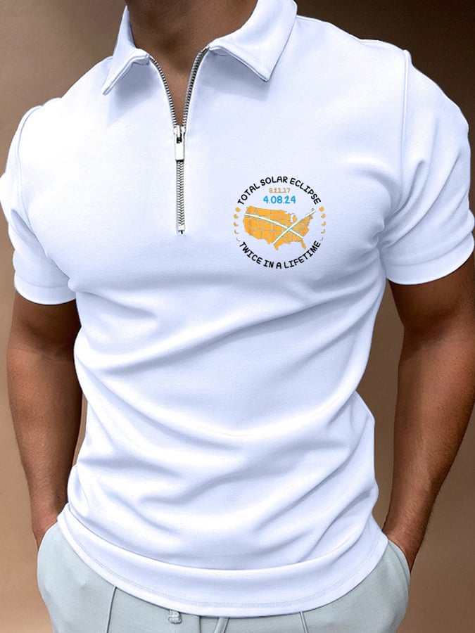 Camisa polo Twice In A Lifetime Total Solar Eclipse estampado casual para hombre