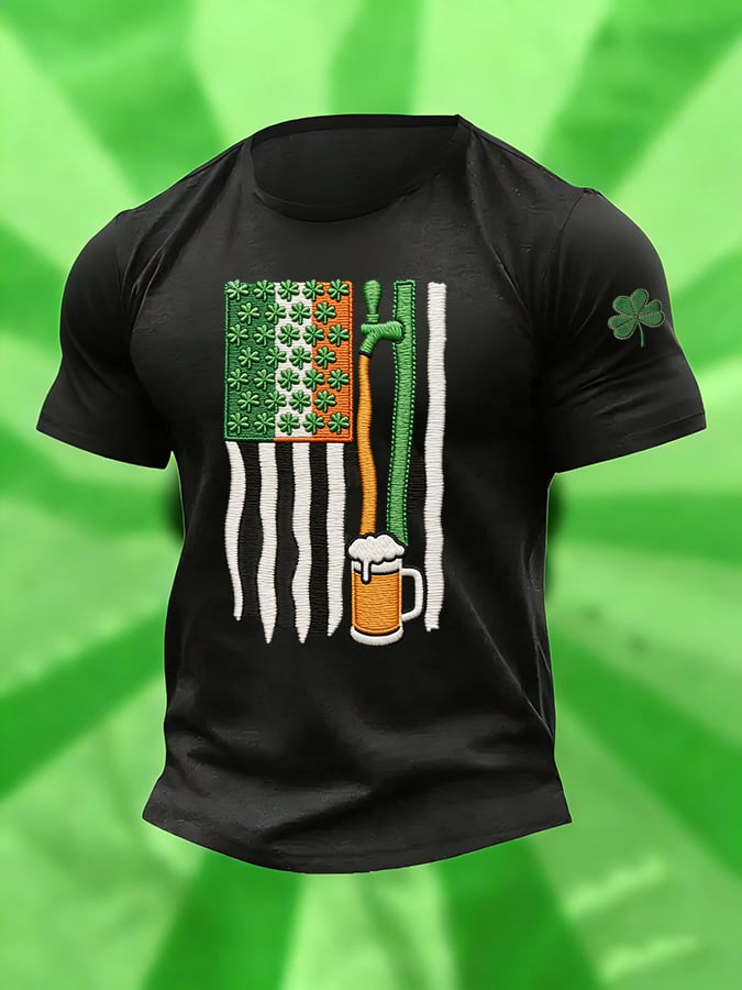 Camiseta casual retro St. Patrick's Day flag para hombre