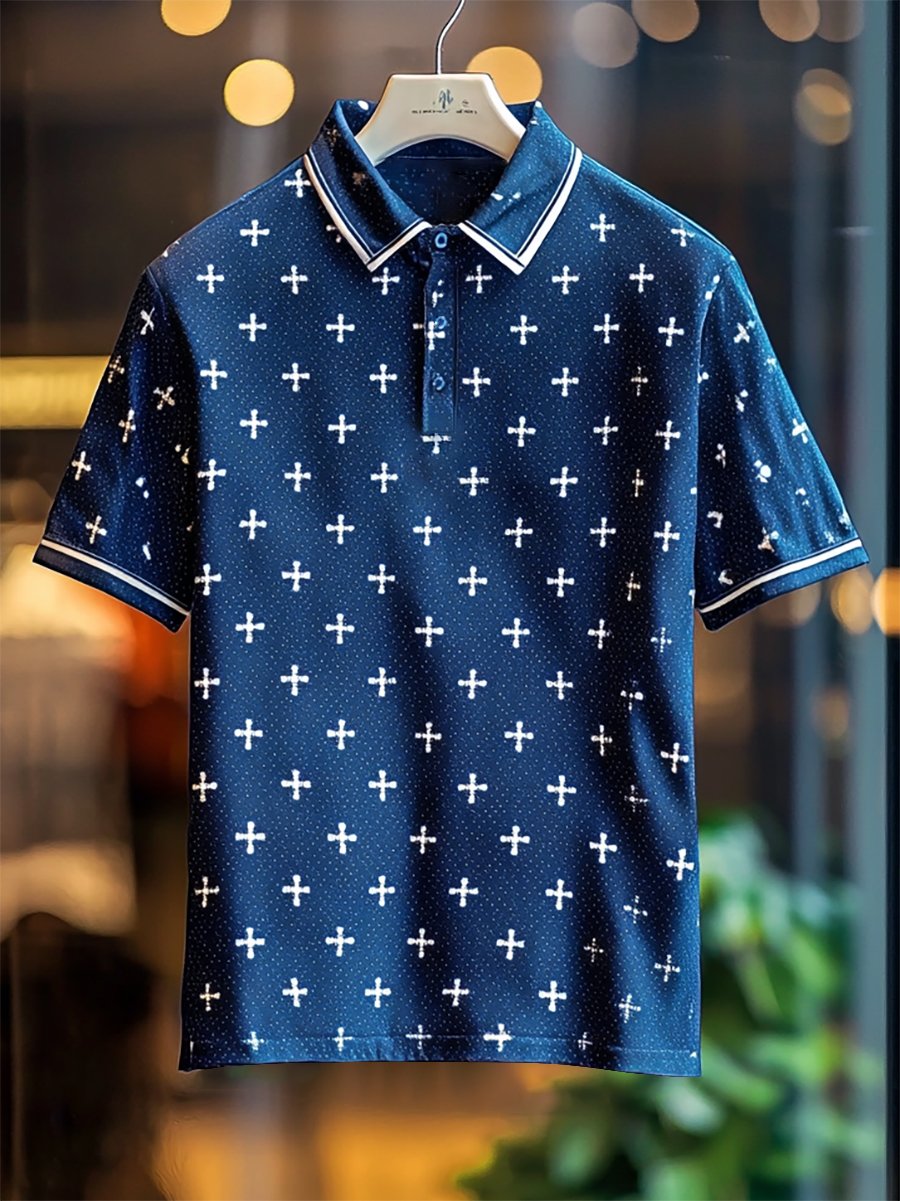 Camisa polo ejecutivo Cross Button de manga corta para hombre