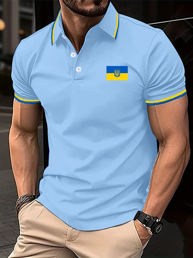Camisa polo elegantee Contrast Color Ukrainian para hombre