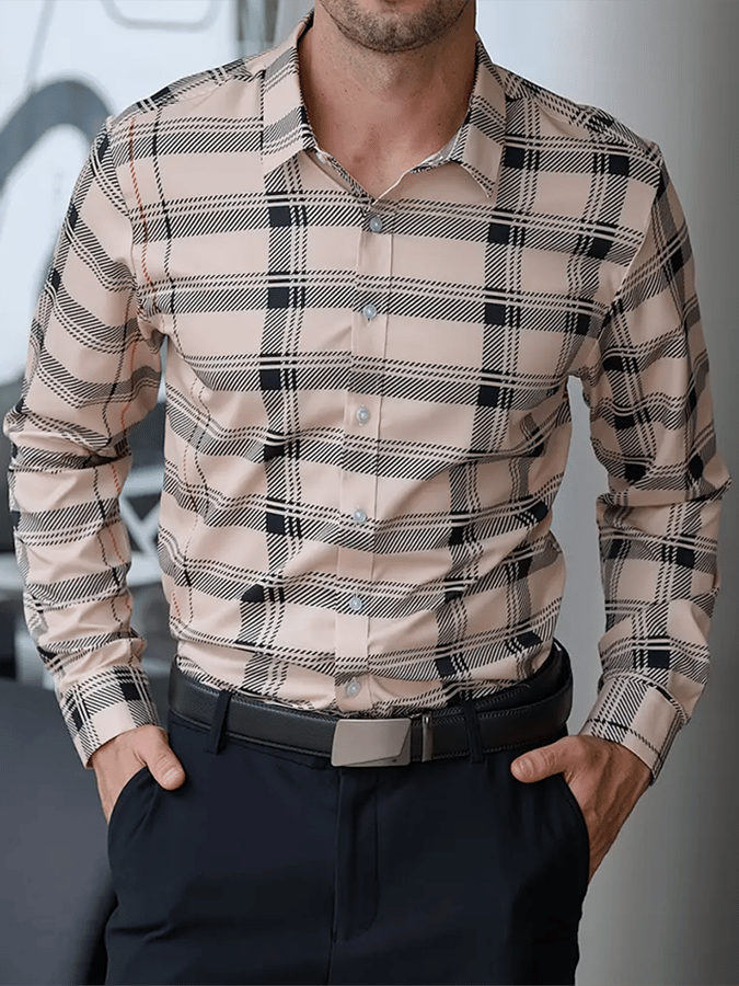 Camisa a cuadros ejecutivo casual para hombre