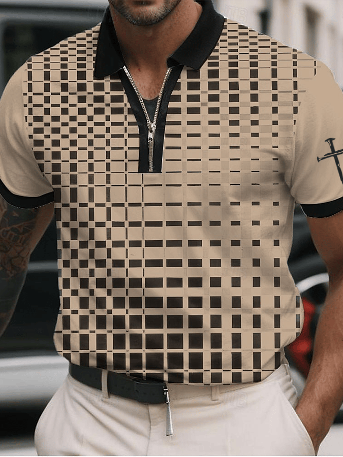 Camisa polo Faith estampado casual con cierre para hombre