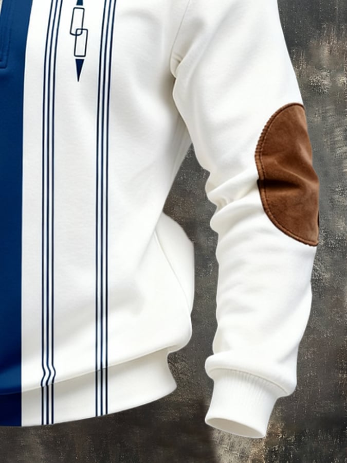 Sudadera retro en bloques de color estampado cierre para hombre