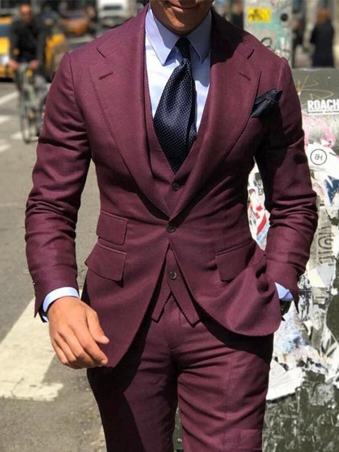 Ejecutivo Single-Breasted de color sólido Three-Piece Suit para hombre