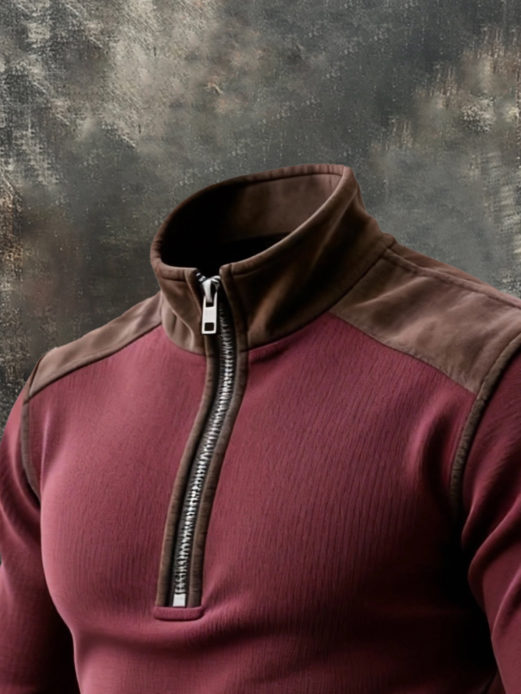 Sudadera vintage gamuza Patchpara trabajo Comfortable Color-Block con cierre para hombre