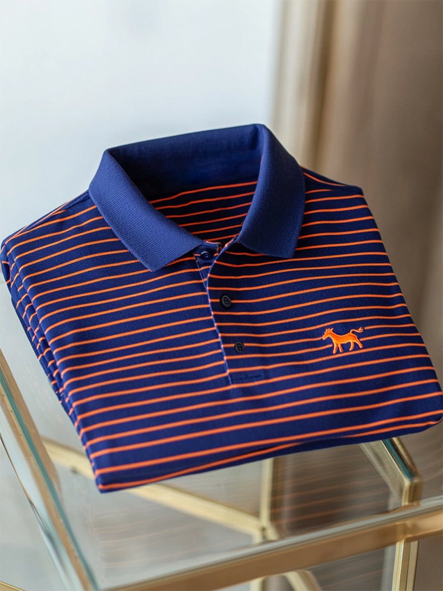 Camisa polo ejecutivo casual a rayas Button de manga corta para hombre