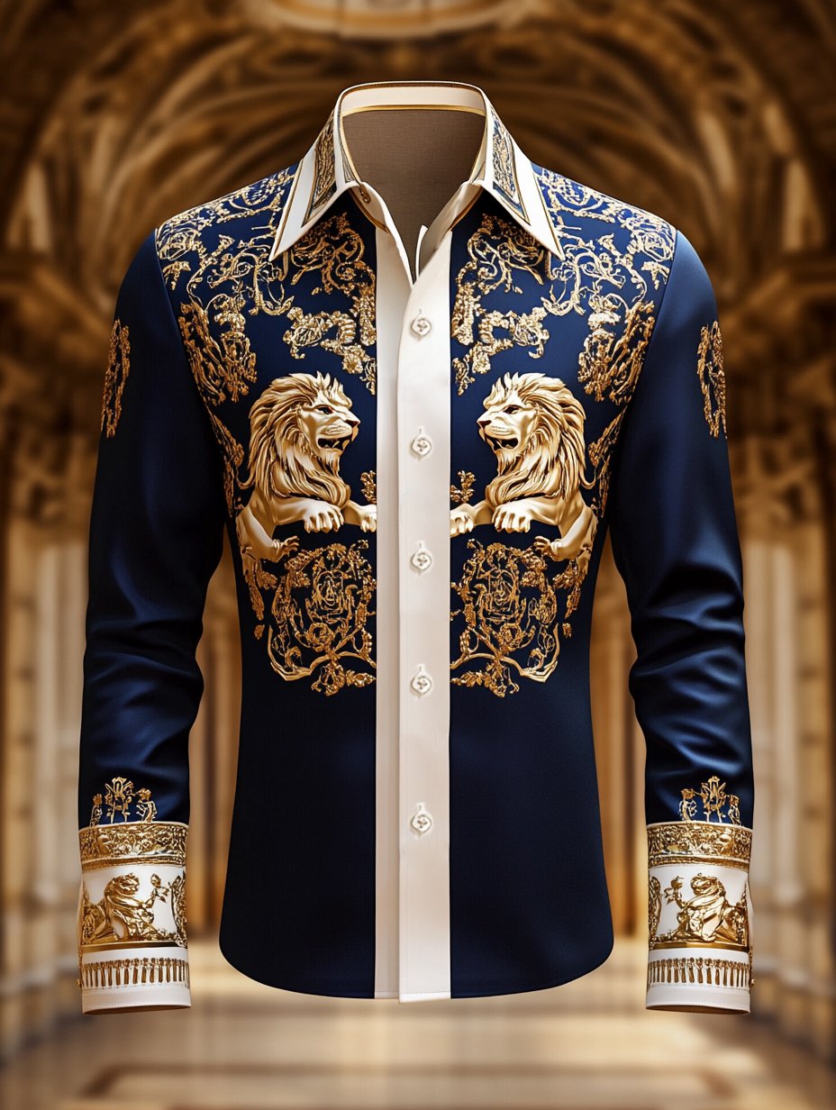 Camisa satén Luxe de manga larga con botones para hombre