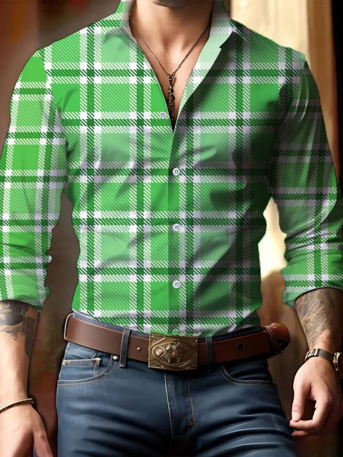 Casual ejecutivo Checkered Princamiseta para hombre