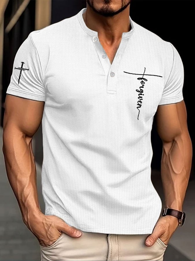 Camisa elegantee casual Faith Waffle Henley para hombre