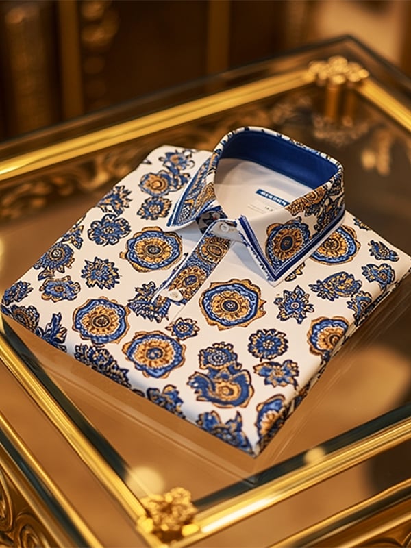 Camisa polo retro ejecutivo rayas estampado de manga larga para hombre