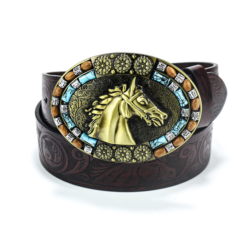 Cinturón 2025 Trendy retro Western mezclilla para hombre