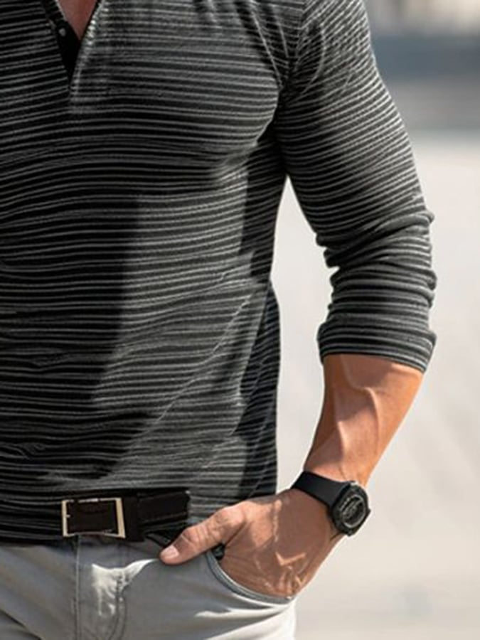 Camisa polo casual de moda estampado de manga larga