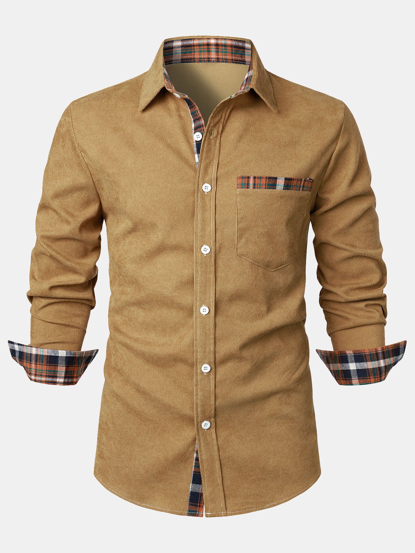 Camisa Corduroy a cuadros Panel Button Up
