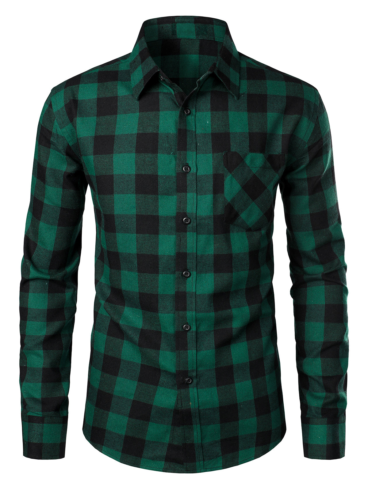Camisa de algodón de manga larga a cuadros para hombre