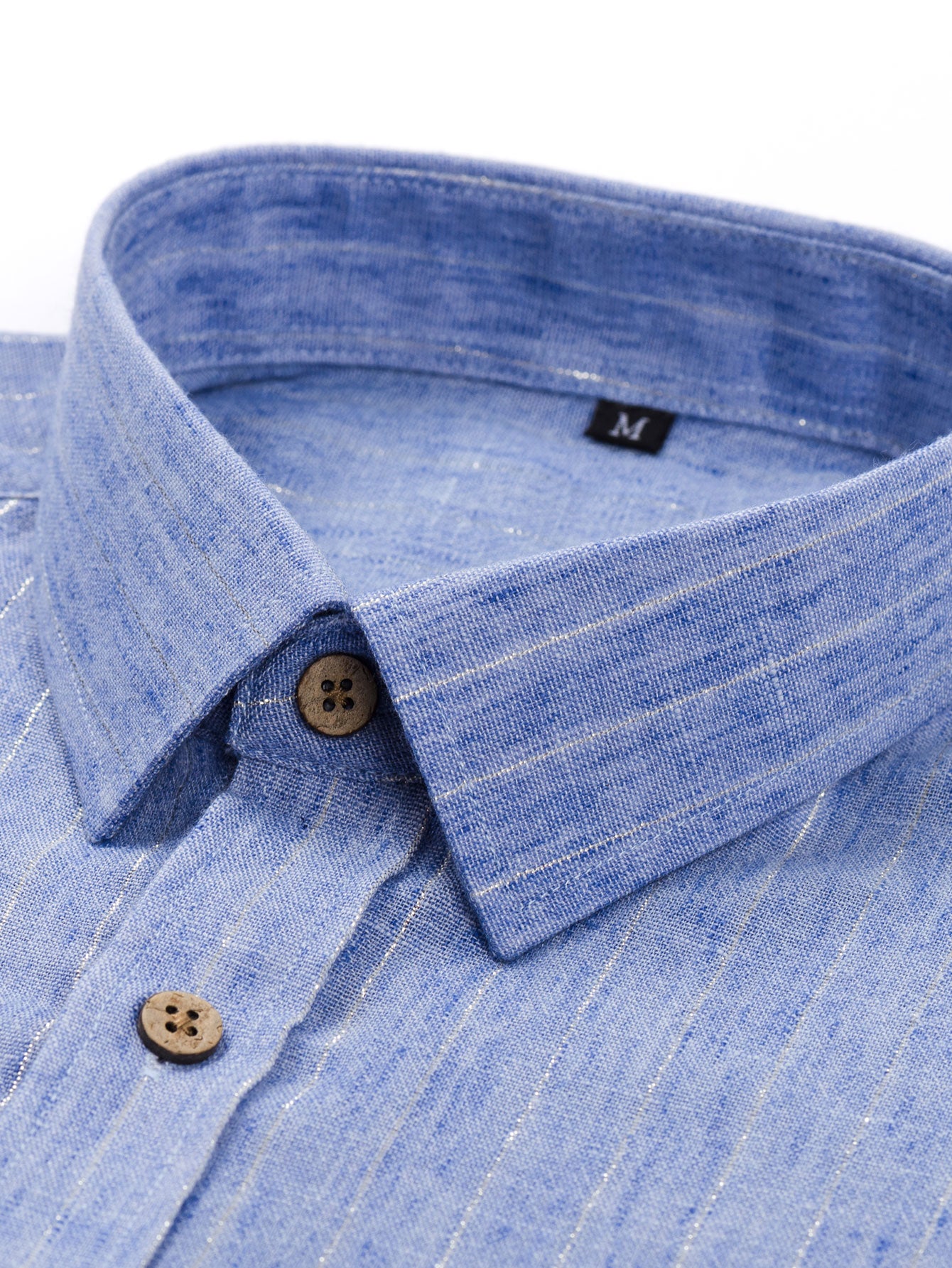 Camisa de manga larga rayas de lino Look Button Up