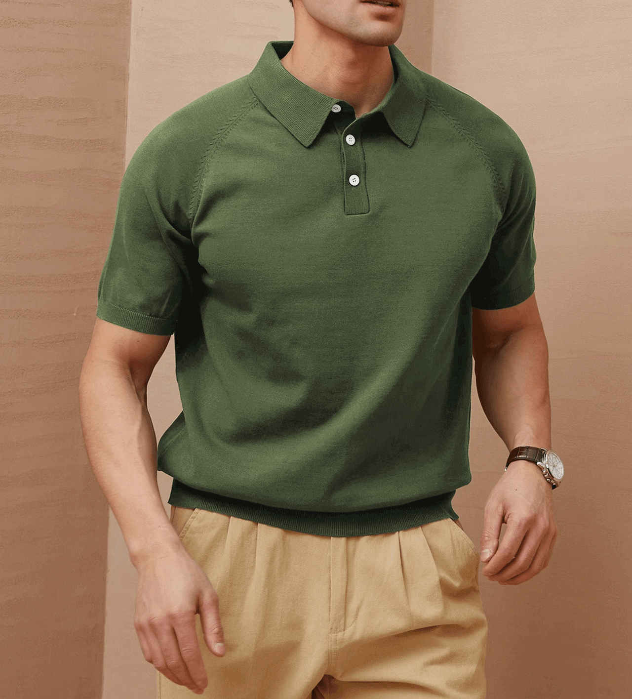 Gentletejido de manga corta tejidoted Polo