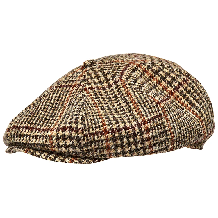 Gorras PEAKED Genuine Scottish Harris Tweed 8 Panels Man gorras lana Large Crown BEIGE