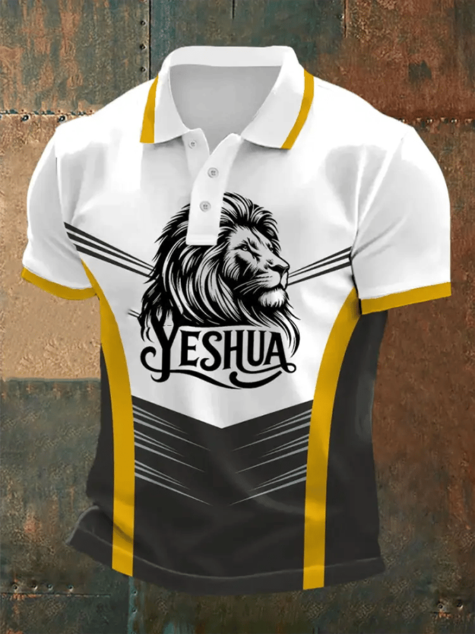 Camisa polo retro Faith casual estampado para hombre