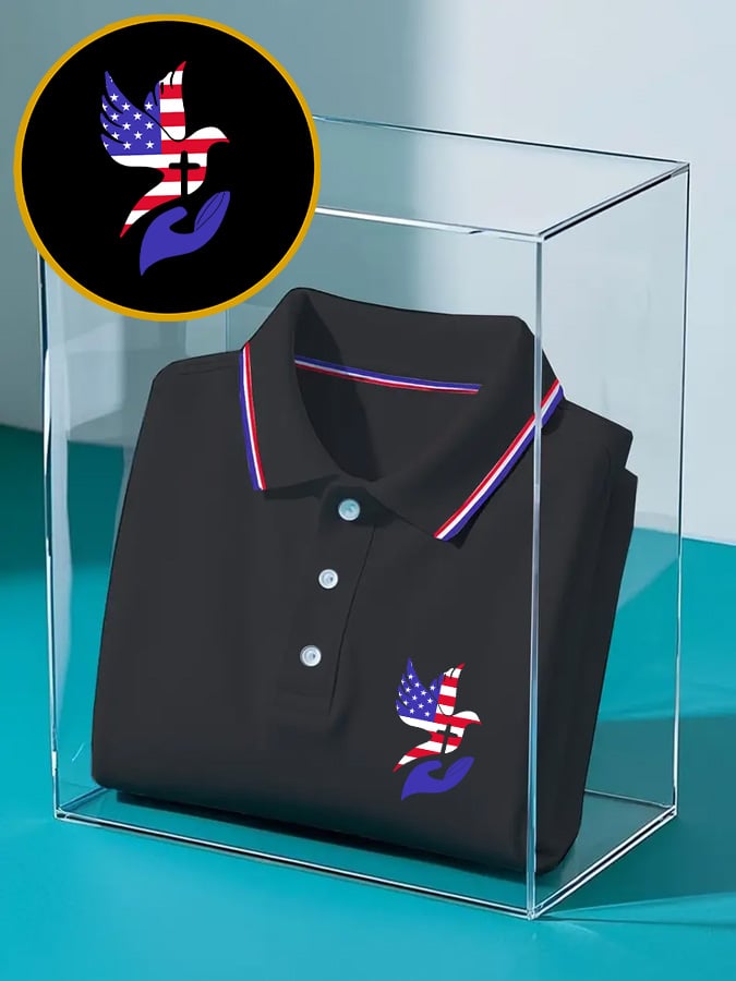 Camisa polo casual Faith Independence Day estampado para hombre