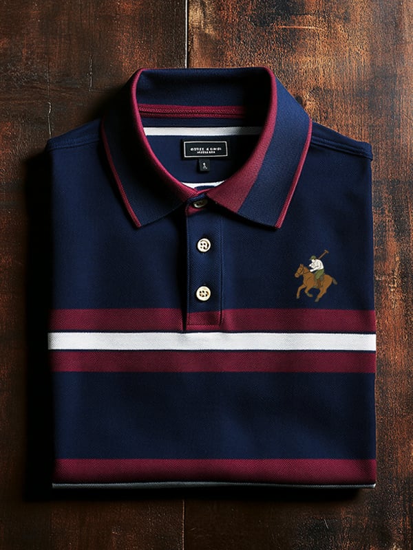 Camisa polo clásico ejecutivo Check Logo Button de manga corta para hombre