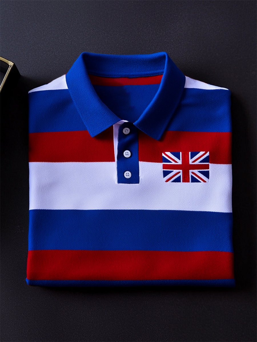 Camisa polo ejecutivo casual Union Jack Button de manga corta para hombre
