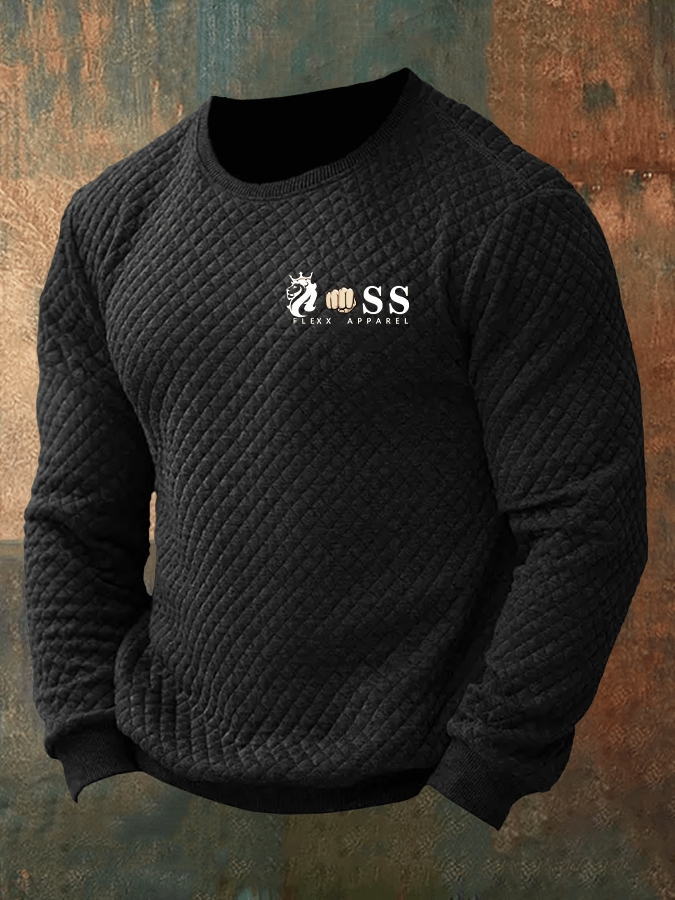 Sudadera retro Letter estampado a cuadros cuello redondo para hombre