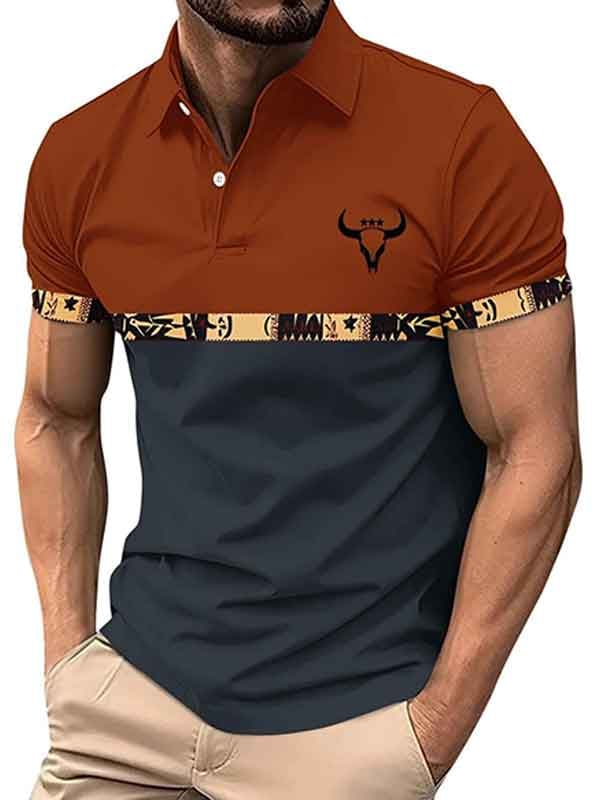 Camisa polo ejecutivo casual a rayas Button de manga corta para hombre