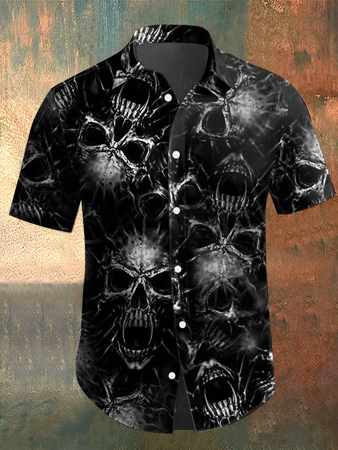 Camisa Skull estampado casual para hombre