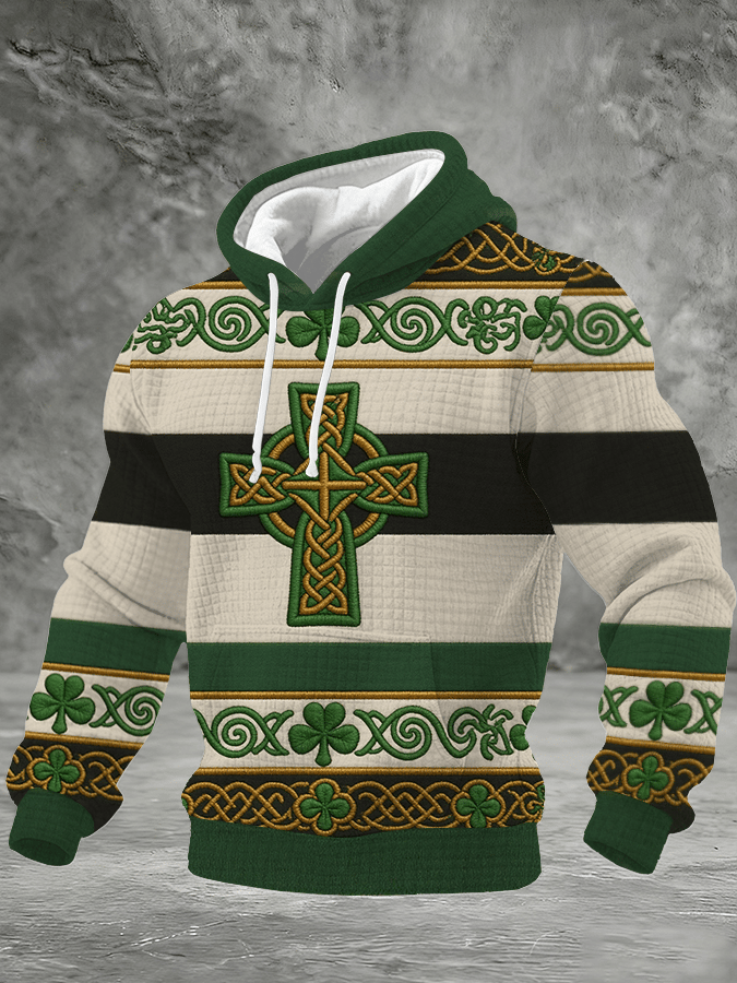 Sudadera St. Patrick's Day estampado Checkered Hooded para hombre