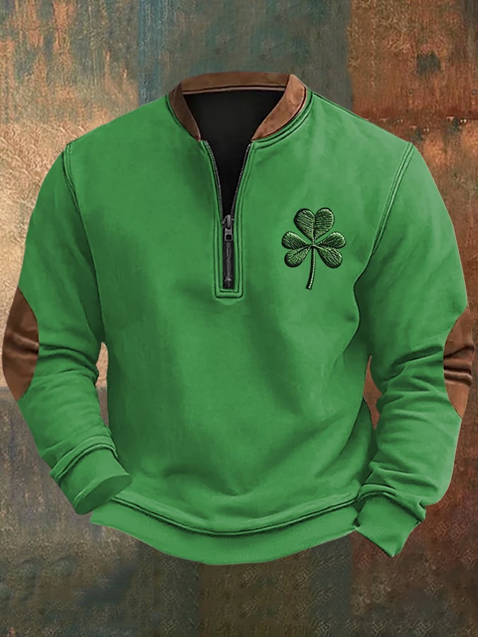 Sudadera St. Patrick's Day estampado con cierre para hombre