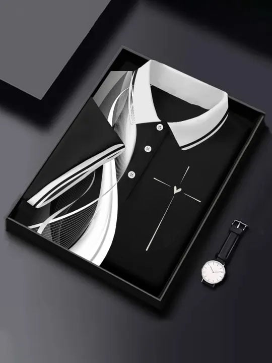 Camisa polo retro Independence Day Cross estampado para hombre