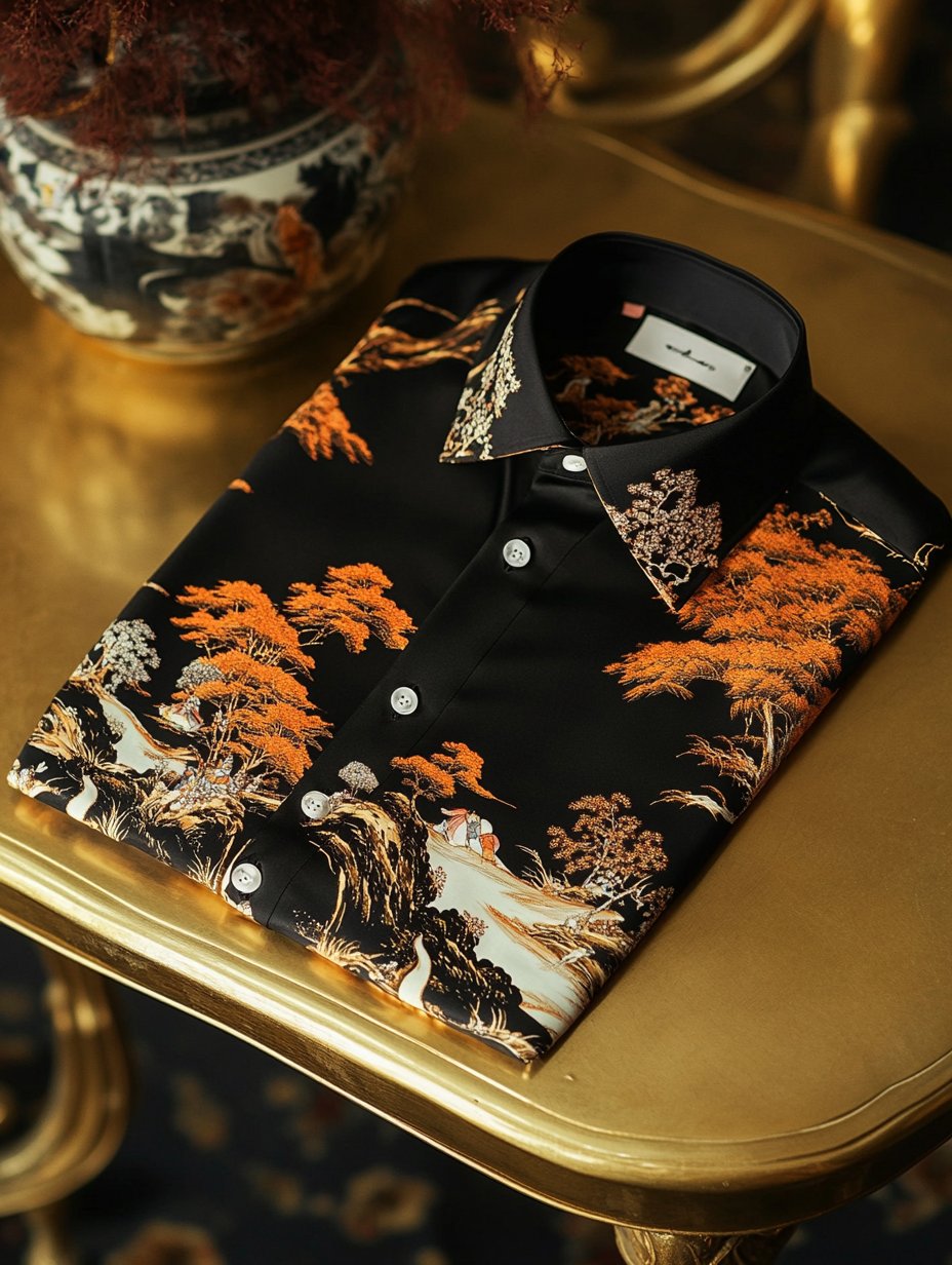Camisa satén de lujo ejecutivo de manga larga para hombre