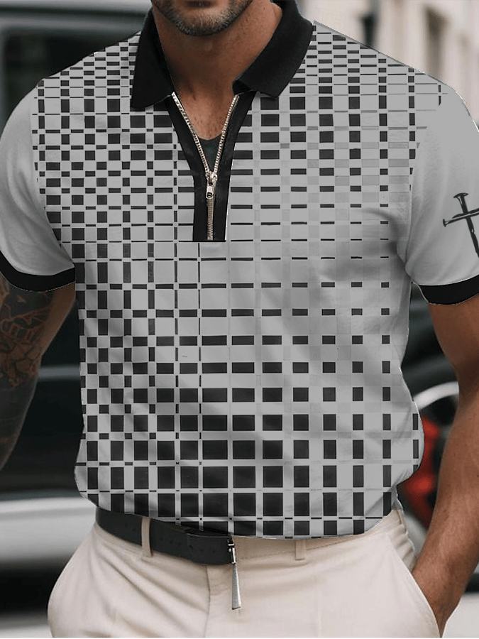 Camisa polo Faith estampado casual con cierre para hombre