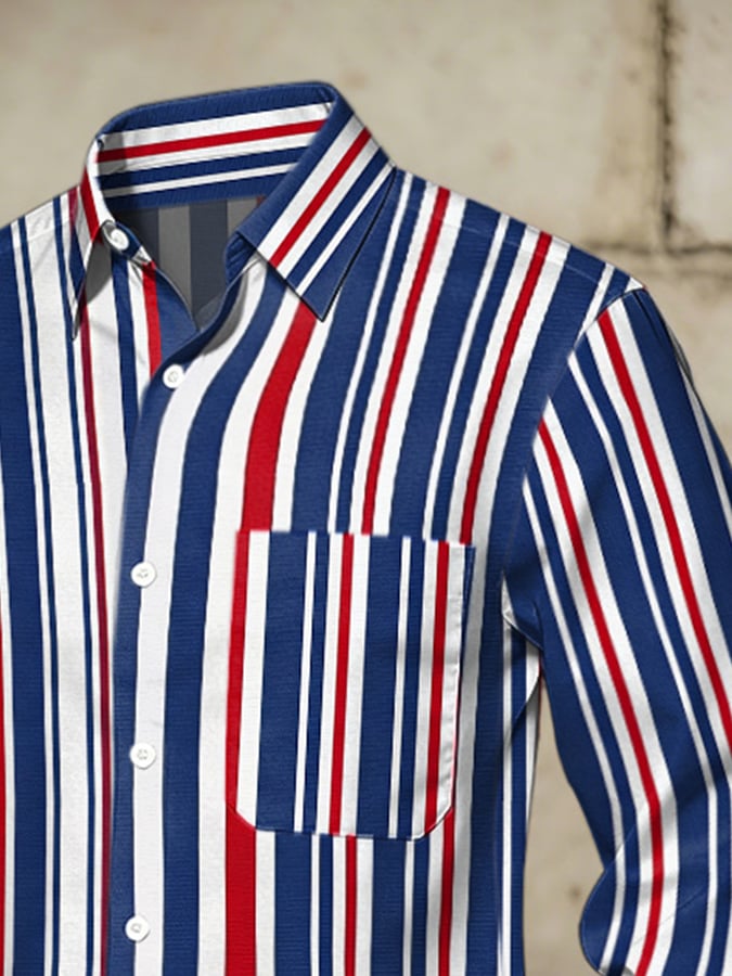 Camisa retro Abstract Art estampado Comfortable ejecutivo Style para hombre