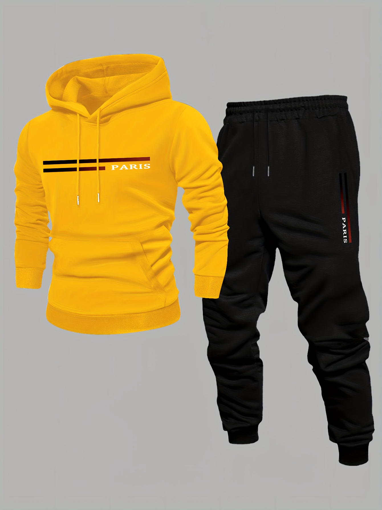 Conjunto de dos piezas casual Color Matching sudadera con capuchas de manga larga sudaderas & Sweatpantalón para hombre