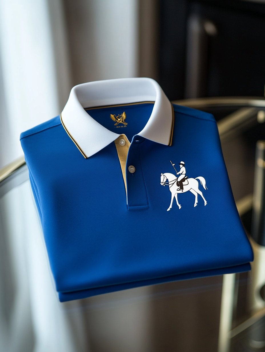 Camisa polo ejecutivo casual Horseback Rider con botones de manga corta para hombre
