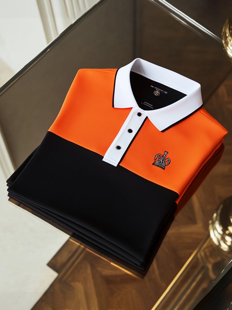 Camisa polo clásico ejecutivo Check Button de manga corta para hombre