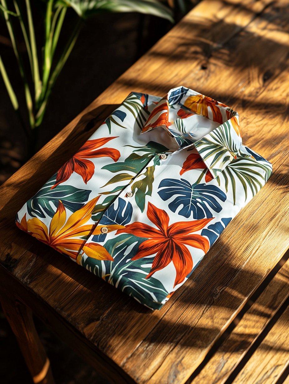 Camisa solapa hawaiano retro casual Vacation de manga corta para hombre