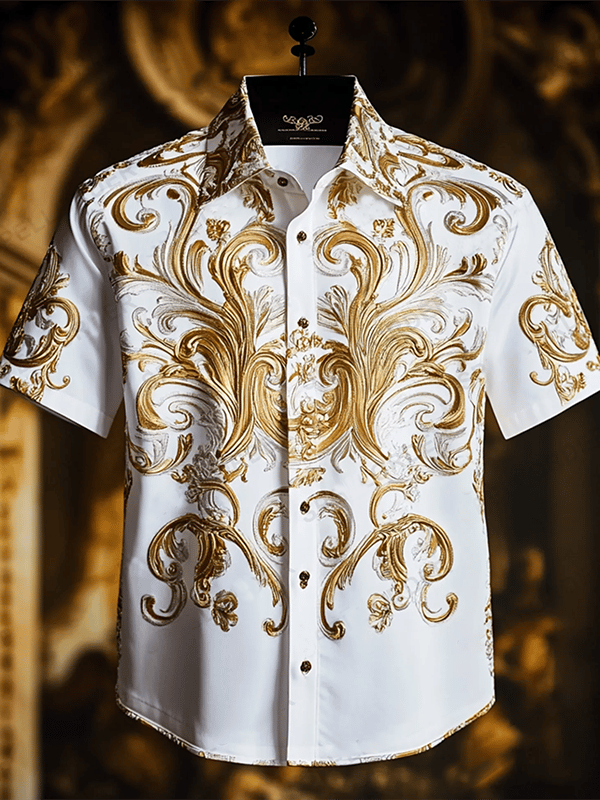 Camisa ejecutivo Luxe estampado de manga corta para hombre