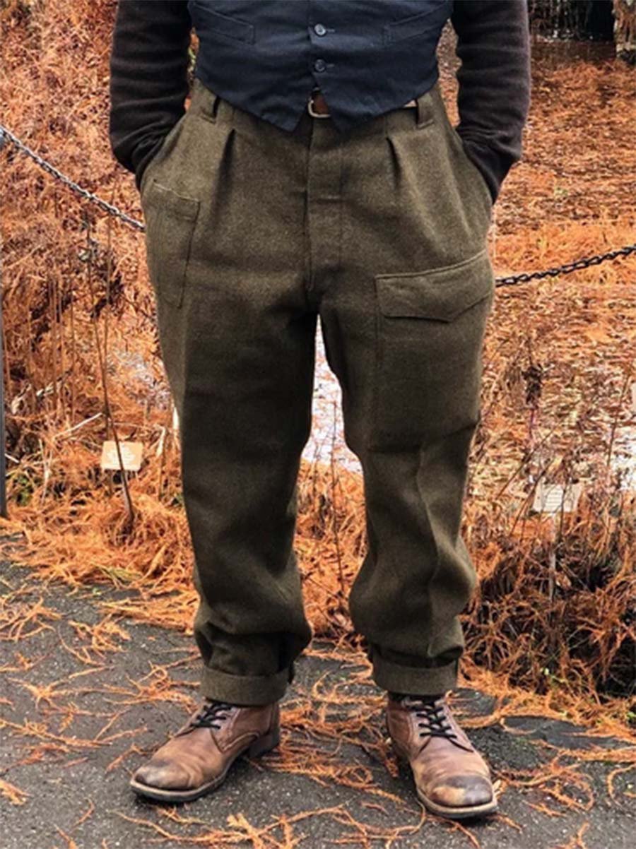 Vintage bolsillo casual Trousers para hombre