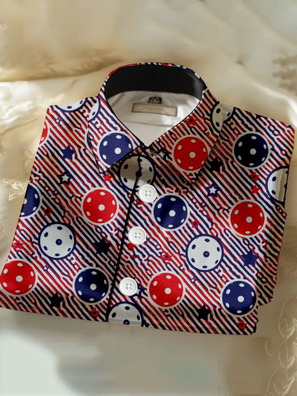 Camisa casual Pickleball estampado de manga corta